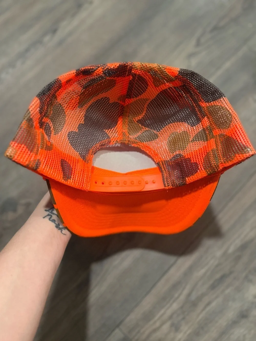 Shooters Vintage Inspired Camo Trucker Hat Blaze Orange Snapback NEW